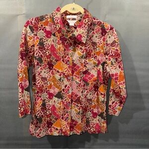 Christopher & Banks Multicolor Floral Button Down Shirt